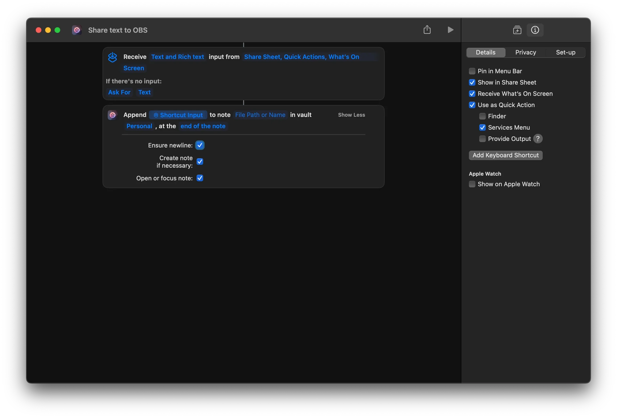 Bring the power of Apple Shortcuts to Obsidian Bring the power of Apple Shortcuts to Obsidian