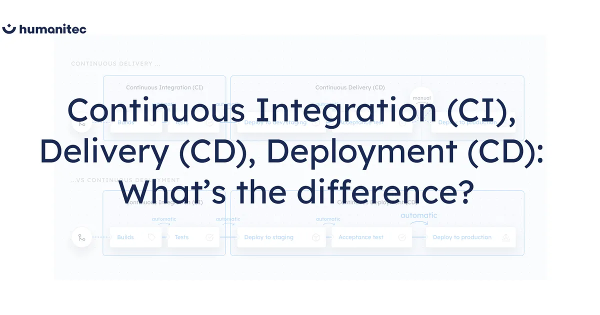 Continuous Integration (CI) vs. Continuous Delivery (CD) vs. Continuous Deployment (CD)